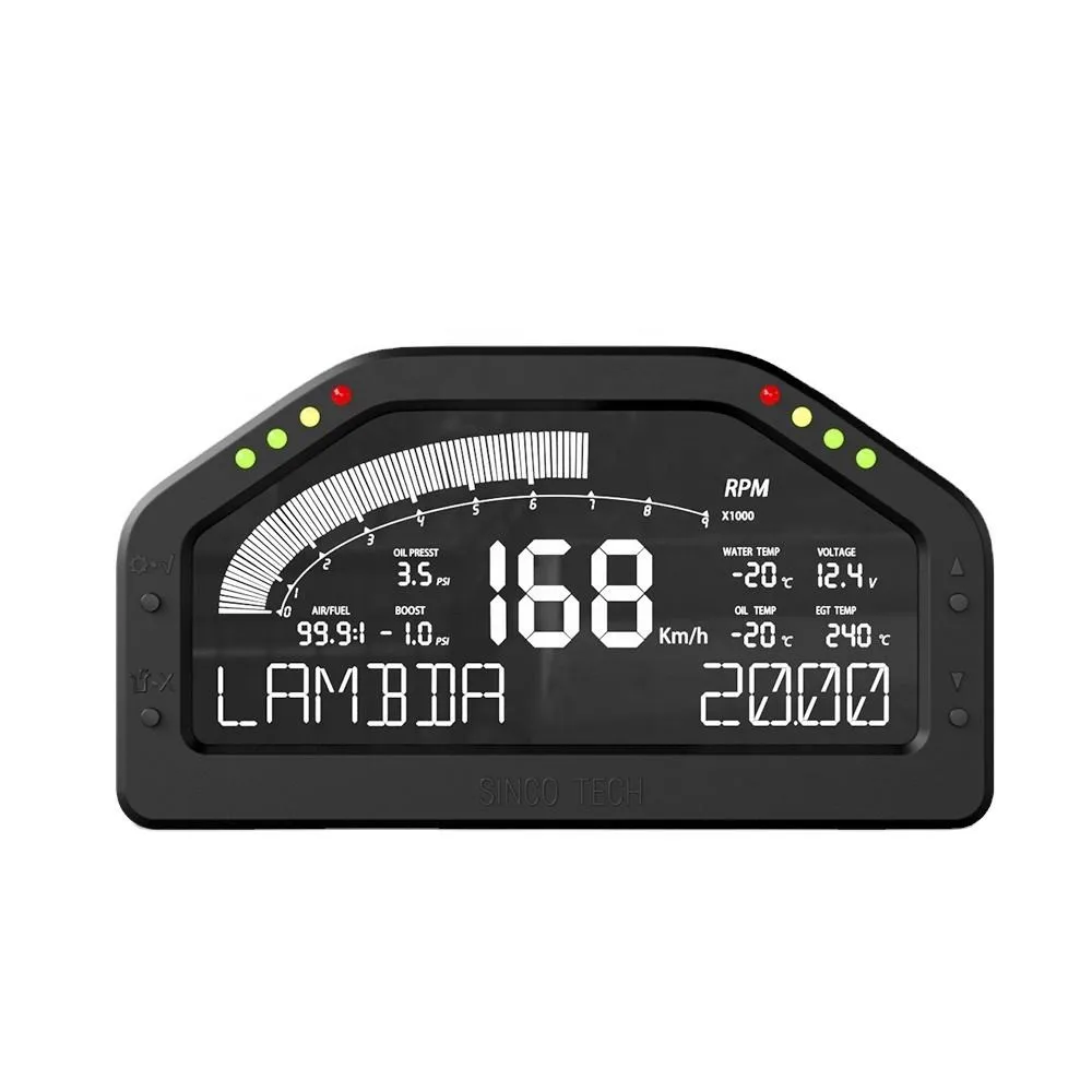 

Многофункциональная черная гоночная приборная панель QSF Wideband 7-Color с датчиком DO926WB