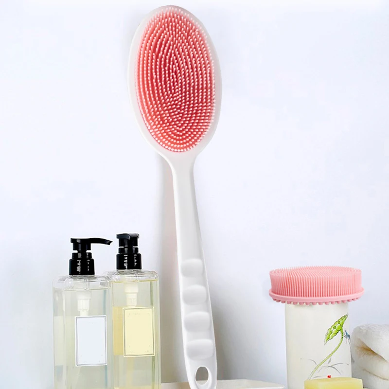 2 in 1 Silicone Body Scrubber Soft Silicone Scalp Massager Shampoo Brush Double-Sided Body Brush Foam Great Deep Cleansing Tool