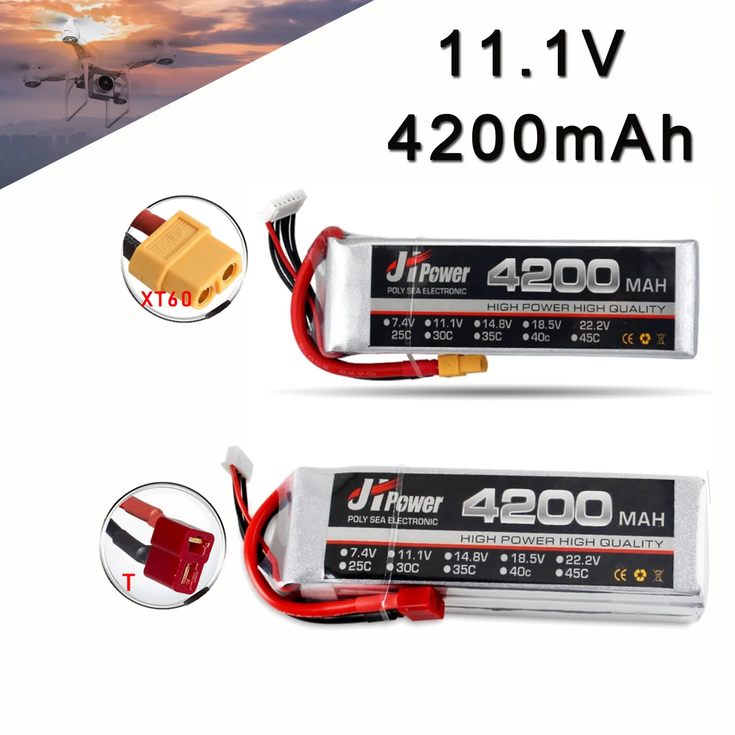 

11.1V 4200mAh 3S 35C LiPo Battery XT60 For Airplane Quadcopter Helicopter Drone