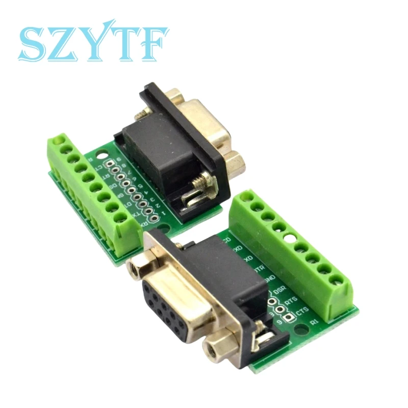 DB9 Złącze męskie i żeńskie Adapter Zacisk śrubowy 9-pinowy 9-otworowy RS232 RS485 Płytka konwersji