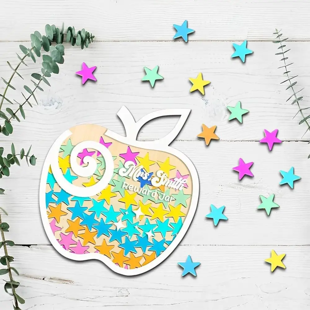 Kids Star Reward Pot Points Reward Learning Self-discipline Reward Pot 25 Stars Wooden Decoration