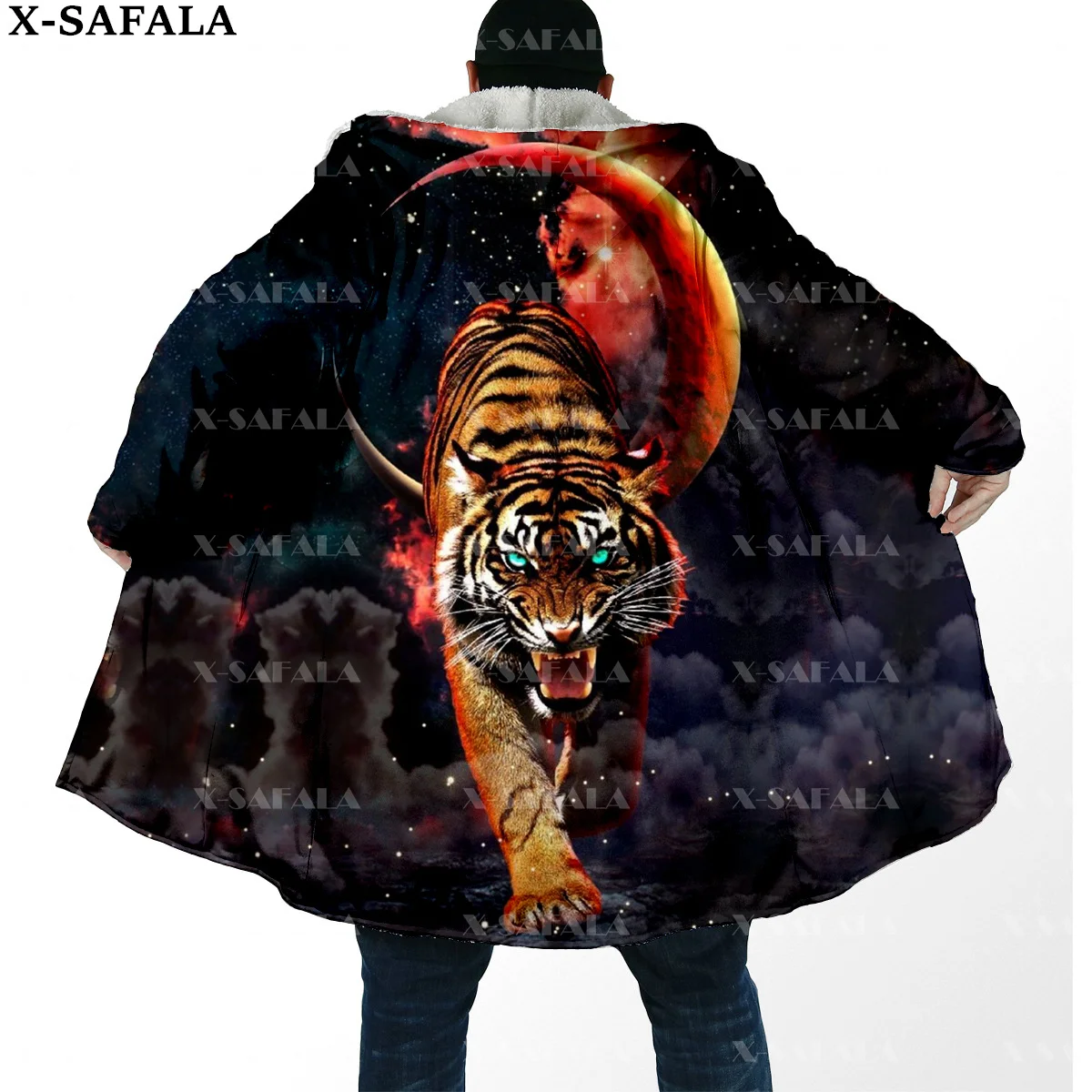 

Viking Tattoo Yin And Yang Tiger Warrior Thick Warm Hooded Cloak Men Overcoat Coat Windproof Fleece Cape Robe Hooded Blanket-2