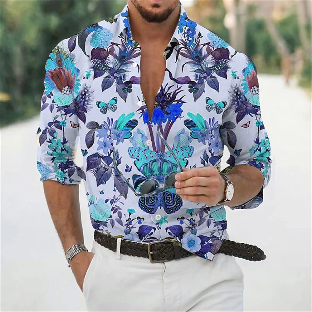 

Abstract Lapel Men's Shirt Outdoor Street Long Sleeve Button Clothing Comfortable Soft Fashion Designer Design Casual Breathable