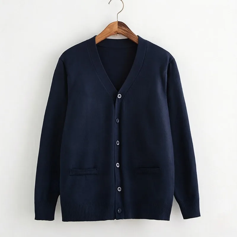 Men Women S-3XL Korean Preppy JK Uniform Set Knit Soft Cardigan Long Sleeve School Class Outfit Daily Stage Performance Costume