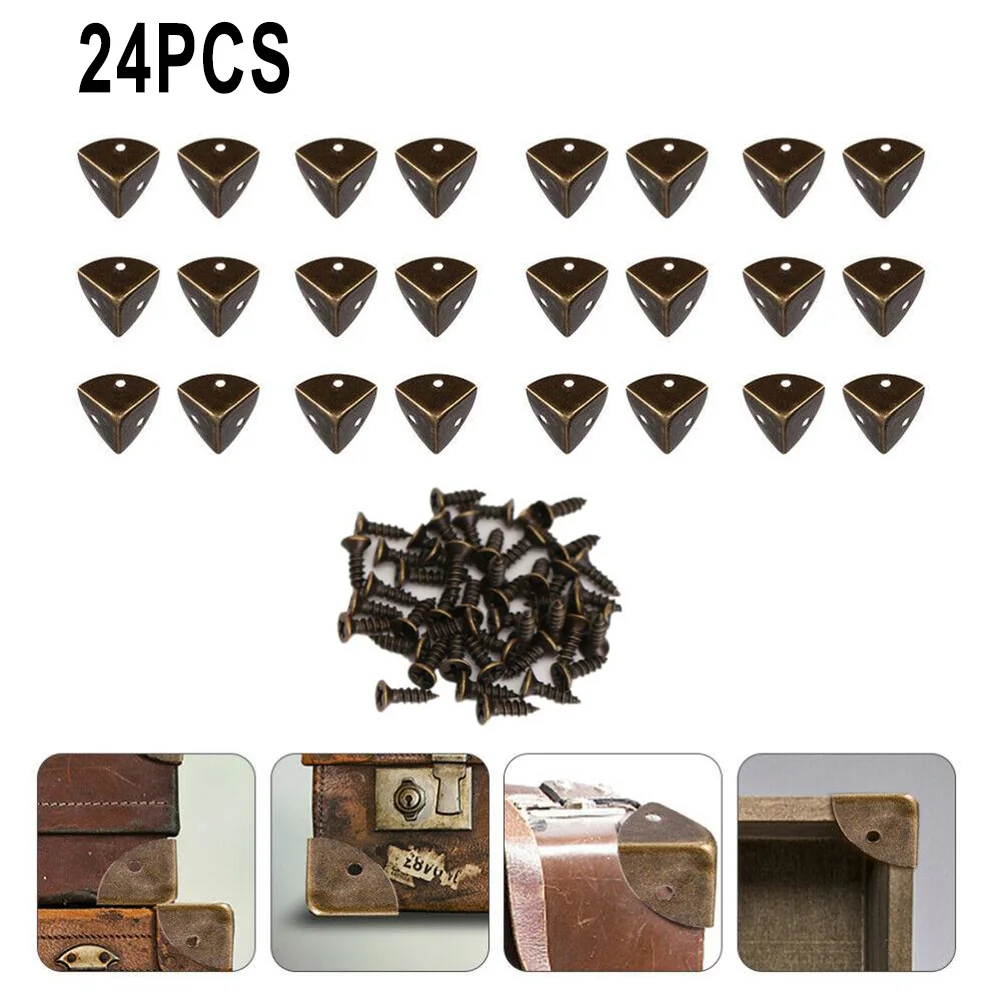 Corner Protector Corner Guards Furniture Accessories 24pcs Bronze High Quality Retro Wood Box Corner Protector