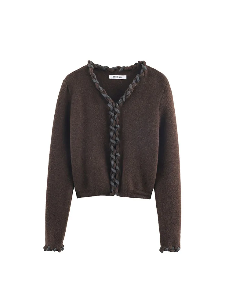 

Woman Autumn Winter Interweave Long Cardigan Women's Knitted Long Sleeve Cropped Coat Fashion Casual Loose Knitwear Outerwears