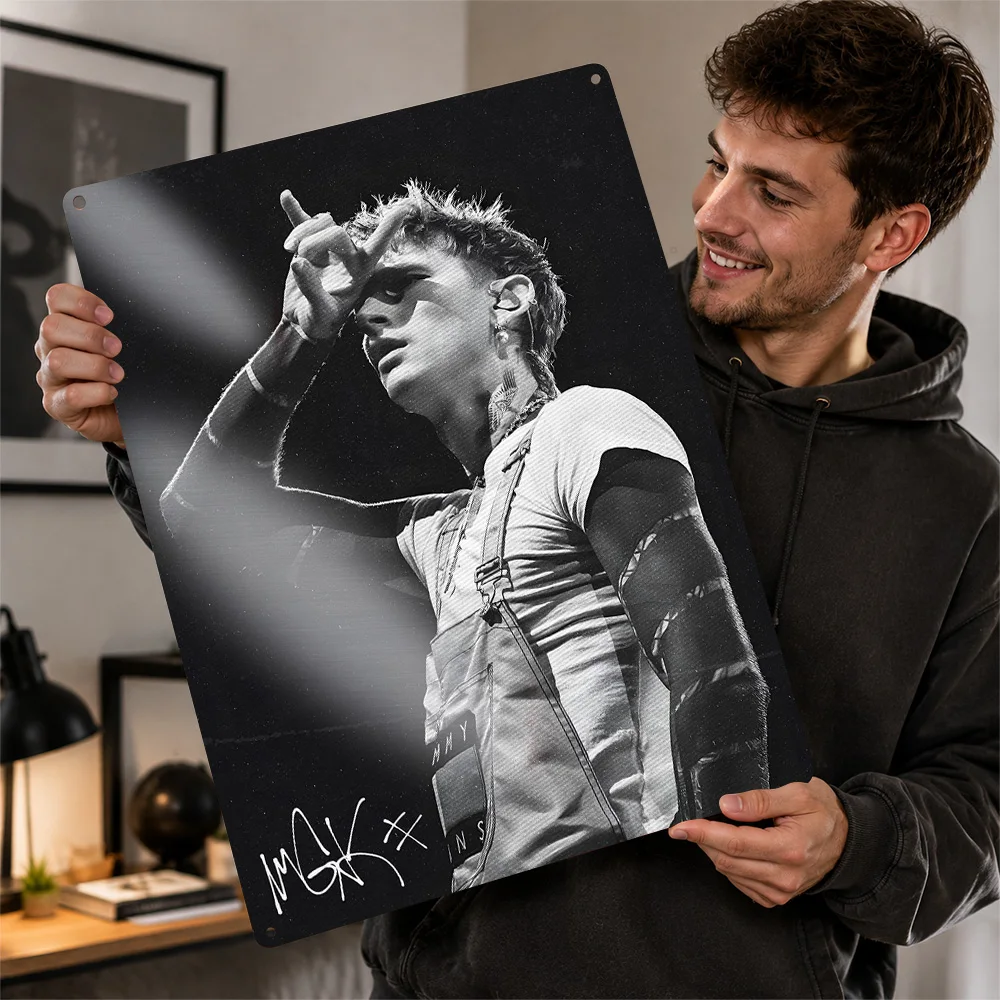 Machine Gun Kelly Performing Printed Poster Customized Aluminum Metal Sign Vivid Rock Legend Tribute Wall Art For Music Lovers