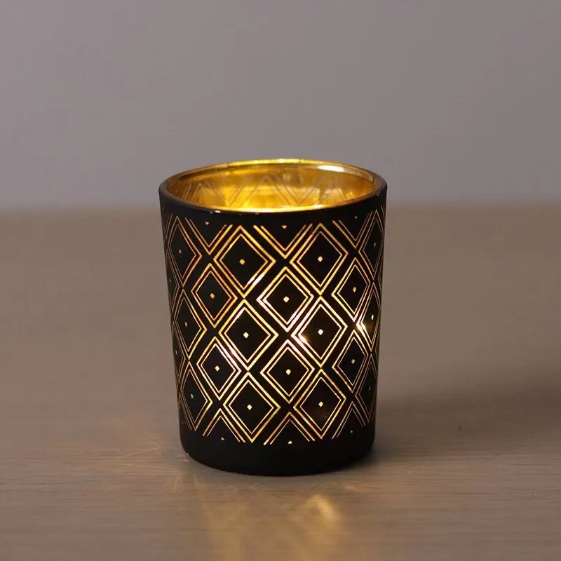 Candle Cup Empty Cup Electroplated DIY Aromatherapy Glass Home Geometric Candle Holder Atmosphere Decoration