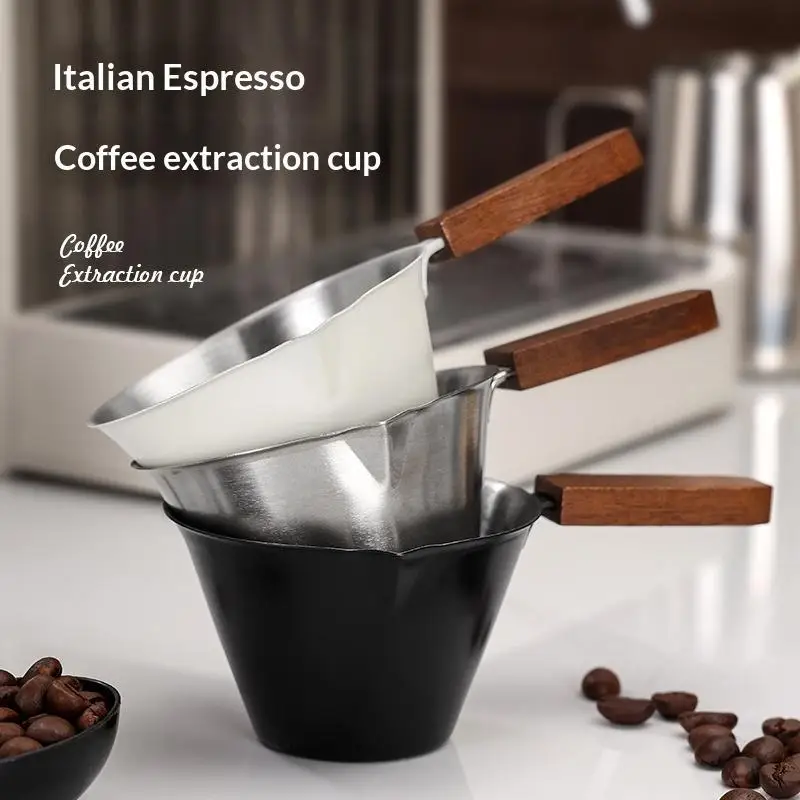 100ML Espresso Measuring Cup Stainless Steel Espresso Cup Wide Mouth V-shaped Pour Spout Coffee Mug With Handle Scale