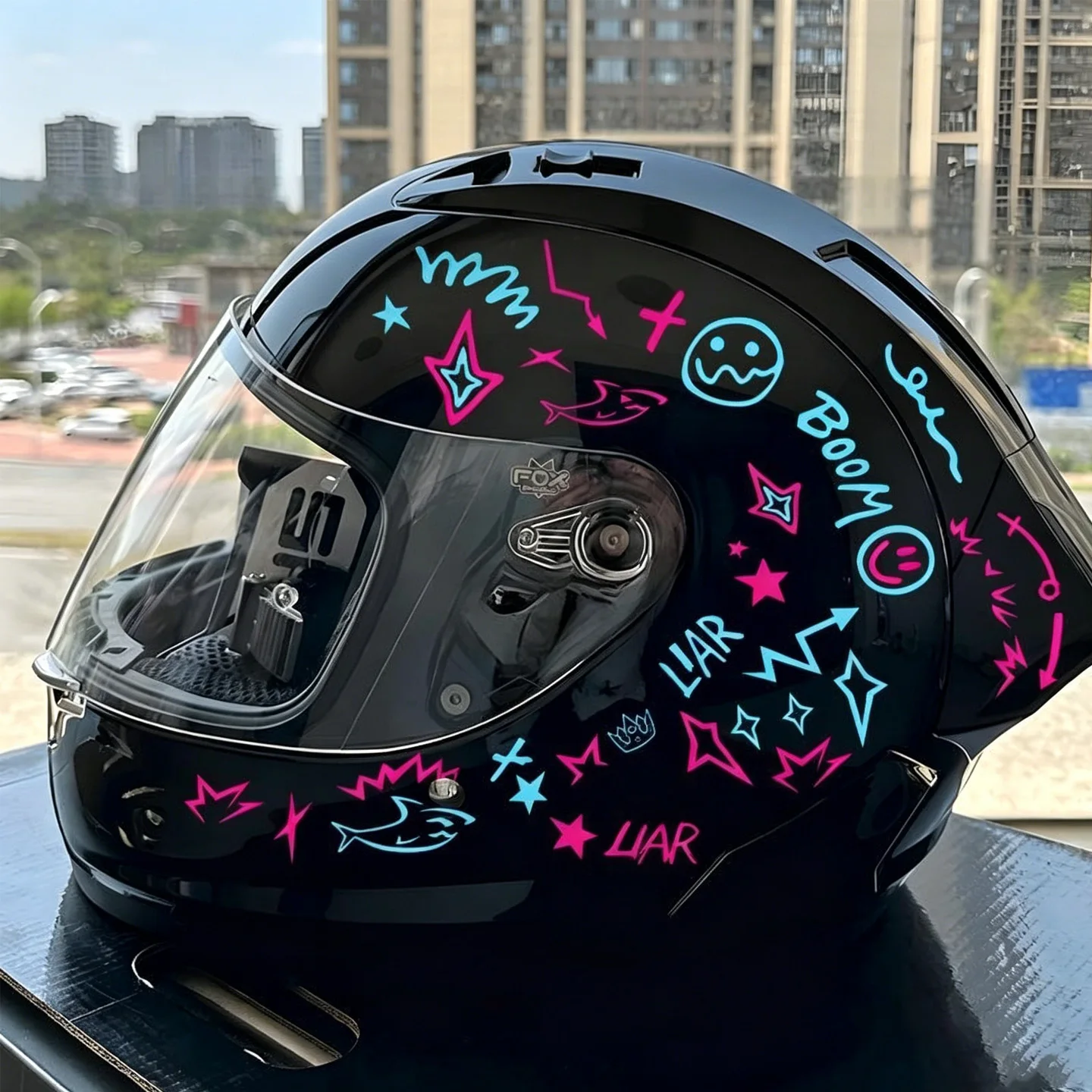 UV-Transparente Aufkleber für Fahrradrahmen Oberrohr Bunte Graffiti DIY Radsport Straßen-MTB-Fahrräder Motorrad-Karosserie Helm-Dekor Zubehör – Detail 6