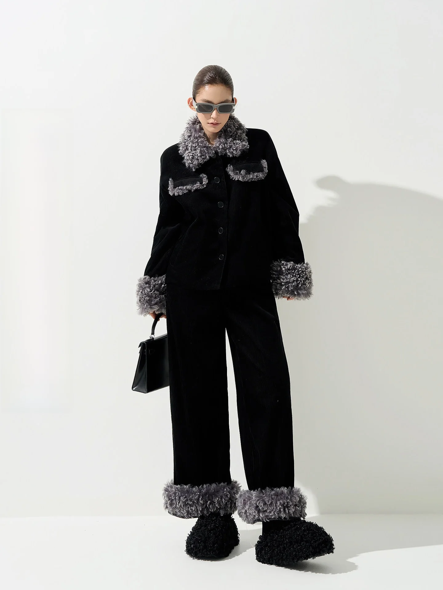 

Wutong Bla Long Sve Cotton Filled Jaet Women's Loose Warmth Outerwear Korean Sle Autumn Winter Slimming Cardigan Set