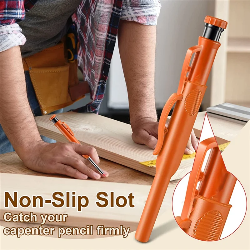 ABJY-2 Pack Solid Carpenter Pencils , Scribe Tool With Built-In Sharpener For Construction Woodworking Architect