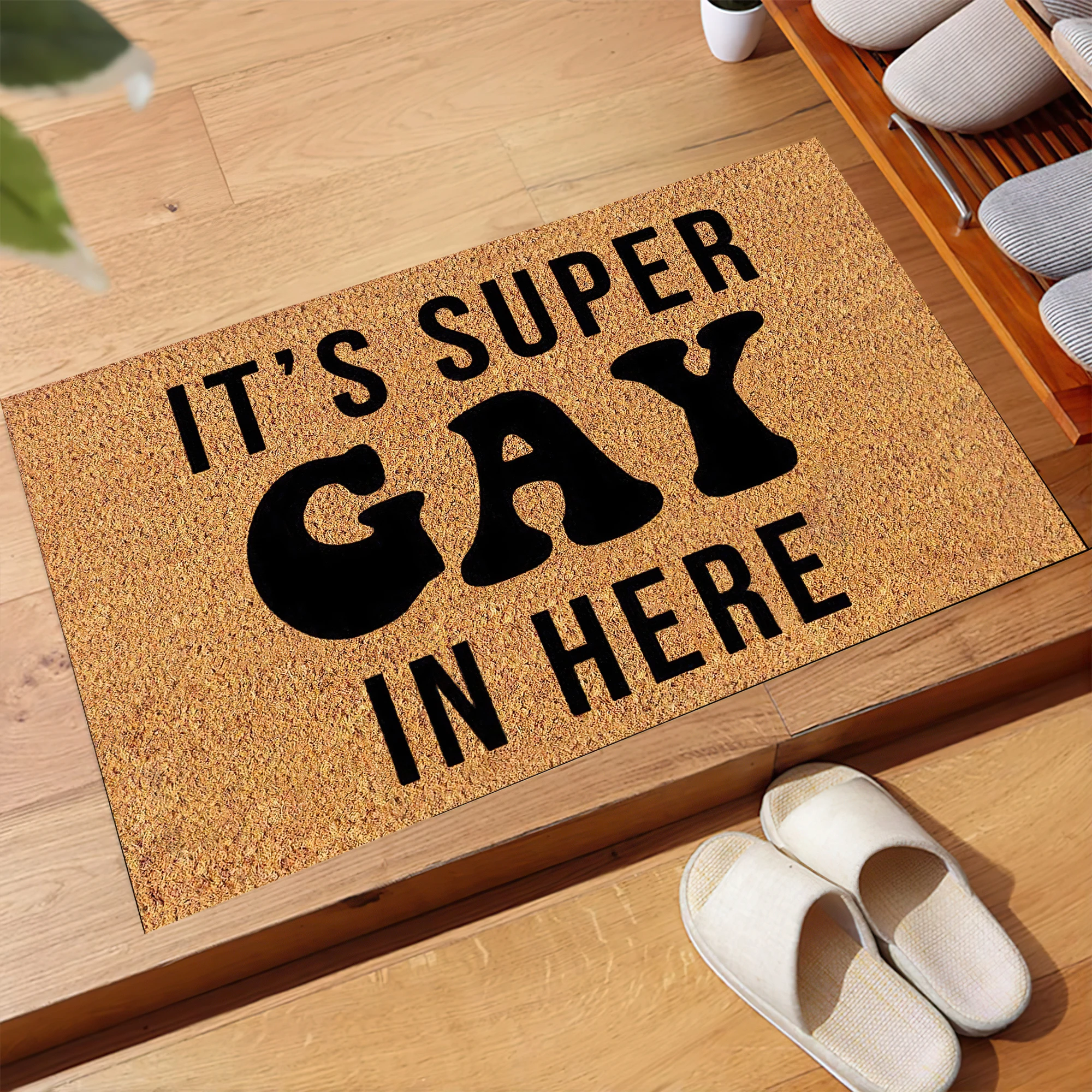 

It's Super Gay In Here Doormat Rubber Non-Slip Funny Welcome Mats for Entryway Door Mat Indoor Outdoor Waterproof Floor Foot Mat