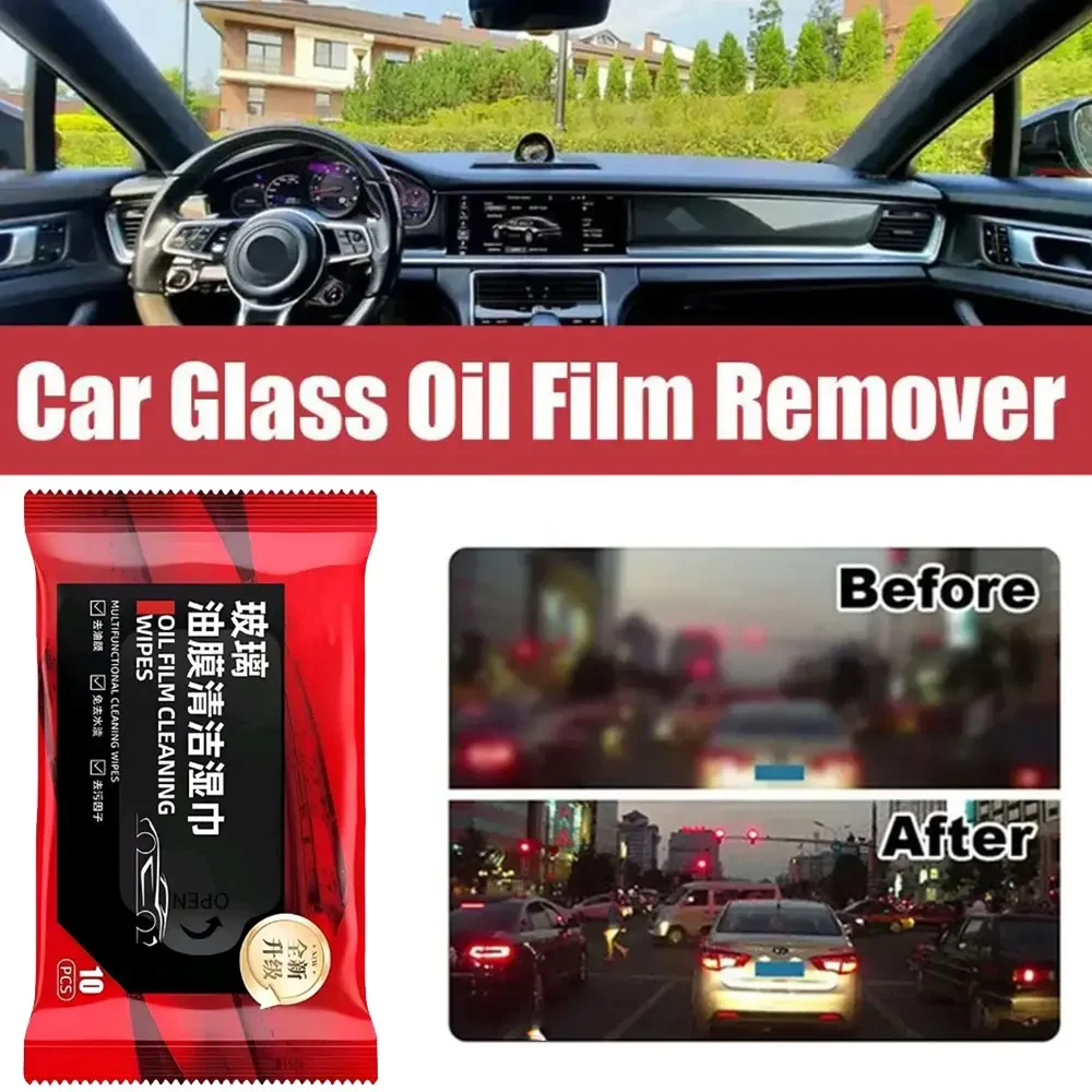 

Car Oil Stain Cleaner Universal Car Glass Oil Film Removal Wipes Oil Film Cleaning Wipes Car Window Powerful Decontamination