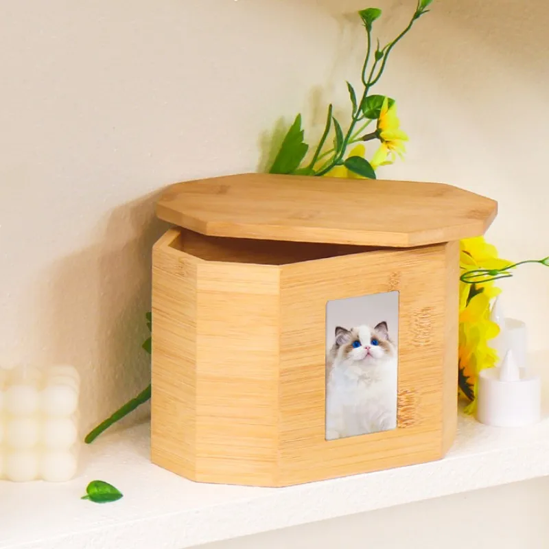 

Pet Urns Cat Memorial Wooden Caskets for Dog Memorial Funeral Cat Urn Wood Coffin for Cats Funeral with Photo Frame Pet Supplies