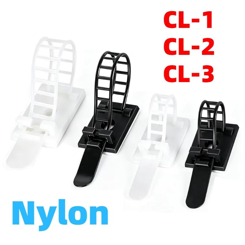 10PCS Cable Tie Mount Adjustable Clips Self Adhesive Strap Fix Holder Plastic Network Wire Power Cord Car Organizer Clamp