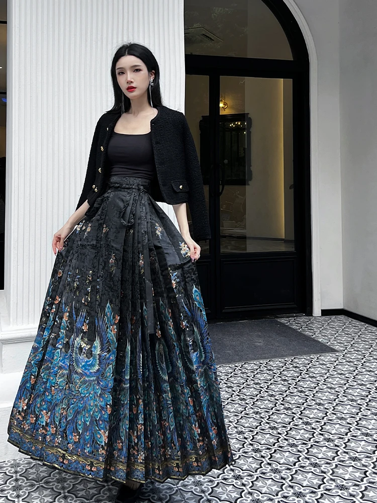 Chinese hanfu Horse Face Skirt for Women 2024 New Summer Chinese Style Heavy Industry Improved Half length Skirt Hanfu