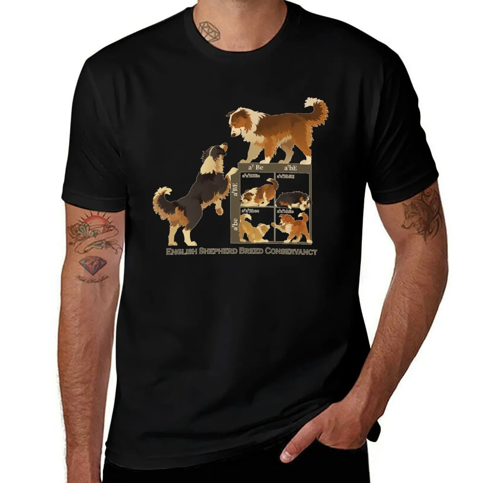 

English Shepherd- Punnett Square T-Shirt t shirts for man slim fit t shirt custom print