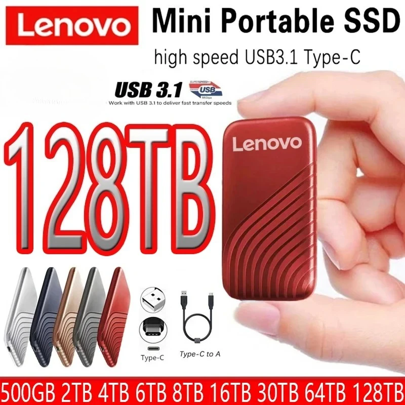 

Внешний твердотельный накопитель Lenovo SSD Flash с интерфейсом Type-C, высокоскоростной USB 3.1, 2 ТБ, 4 ТБ, 8 ТБ, портативный жесткий диск