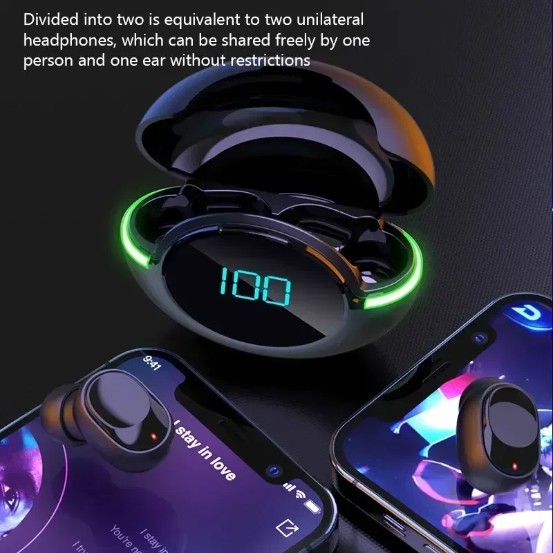 Y80 New Noise Reduction Bluetooth Earphones Tws Wireless Sports Running Waterproof Gaming Esports Mobile Digital Display