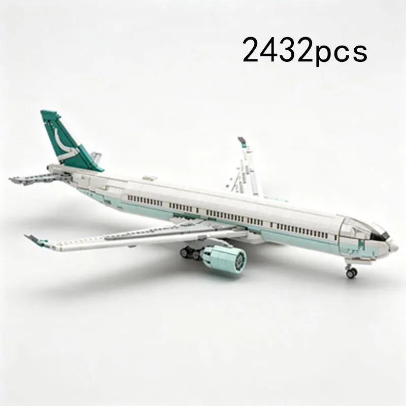 MOC2432pcs Long-Range Civil Aviation Passenger Aircraft Small Particle Assembly Blocks High-Difficulty Aviation Model Toy