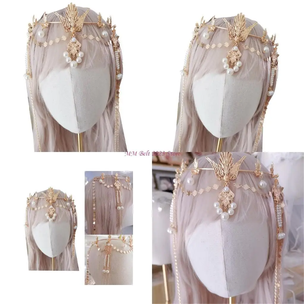 

49me Элегантные головные уборы короны для женщин Золотой сплав и искусственный жемчужный