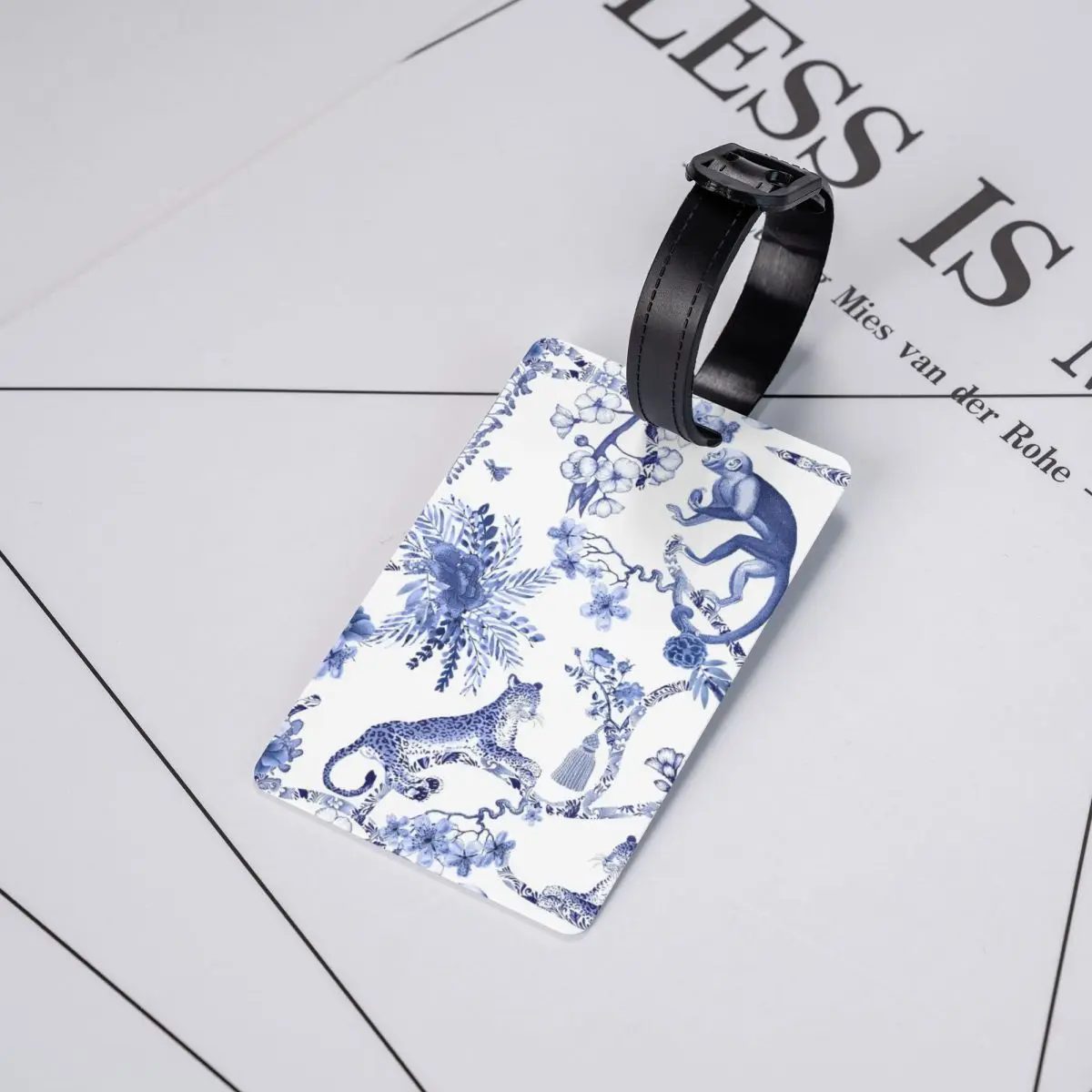 Custom Playful Menagerie Blue And White Chinoiseire Pattern Luggage Tag Custom Porcelain Baggage Tags Privacy Cover Name ID Card