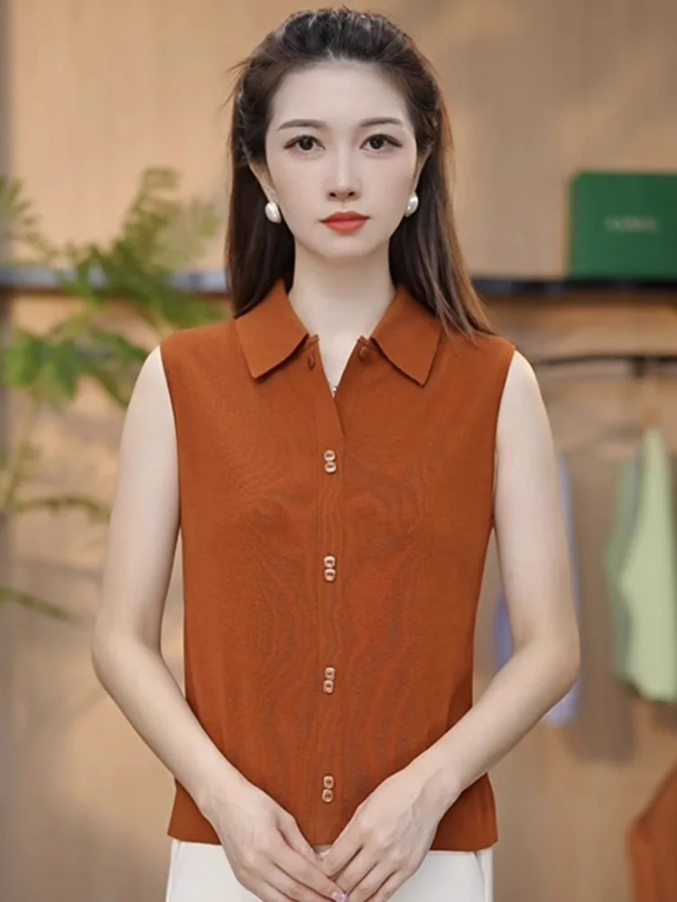 Women's  Ne Svel Vest Summer Versatile Layering Base irt Top Tagl Casual Leisure Sle Korean Loose Fit