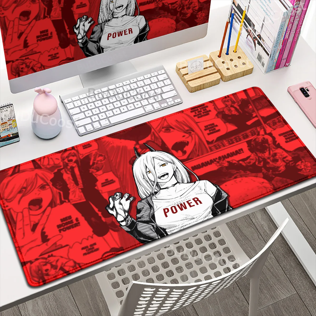 

30x80cm Anime Table Protector Mouse Pad Cute Cartoon Chainsaw Man Keyboard Pc Accessories Deskmat Xl Lock Edge Non-slip Mousepad