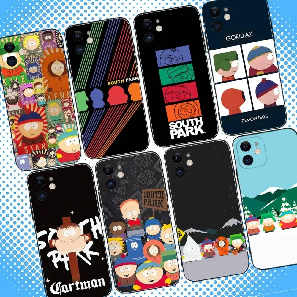 

S-South Cartoon Park Phone Case For iPhone 17,16,15,14,13,12,11,Pro,Max,Plus,Air,X,XS,XR,SE,8,7,Mini,Soft Black Case