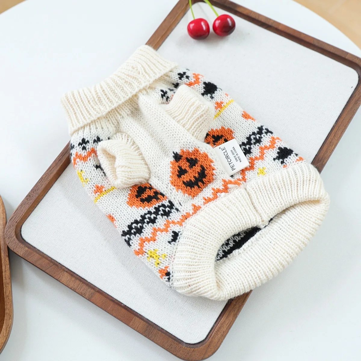 Gestrickte Winterkleidung für Hunde, Halloween, Weihnachten, Haustier, Yorkie, Toy, Pudel, Pullover, Mantel und Jacke, für Katzen, weiblich, männlich – Detail 3