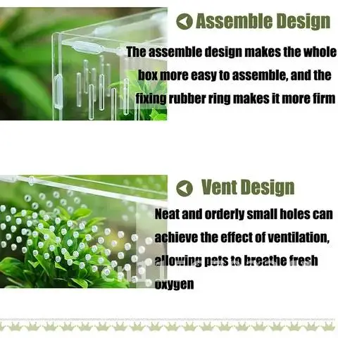 Acrylic Transparent Sliding Cover Reptile Breeding Box Insect Spiders Tortoise Lizard Feeding Box Terrarium Tank