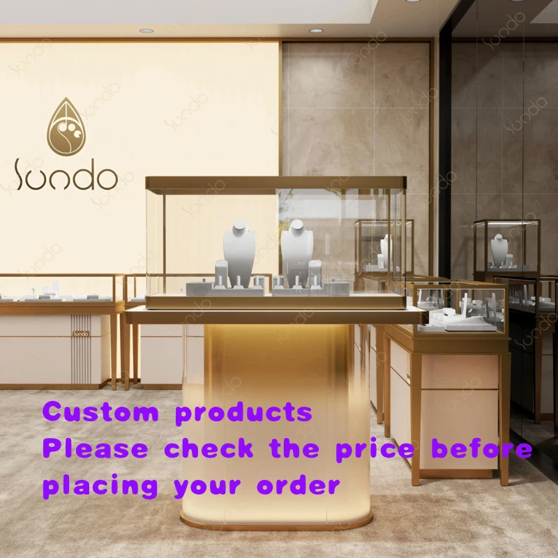 custom.High Quality Durable Stainless Steel Glass Display Cabinets Luxury Jewellery Shop Window Counters Waterproof