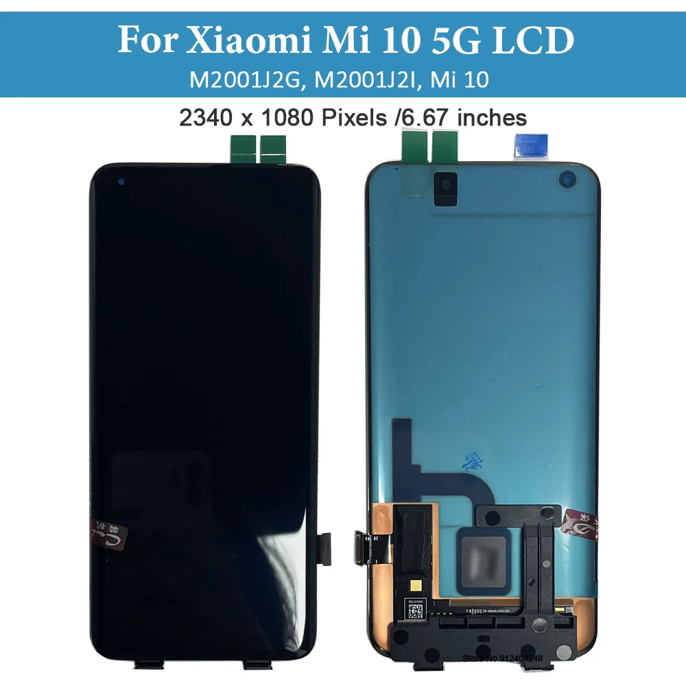 6.67\'\' AMOLED For Xiaomi Mi 10 LCD M2001J2G Display Touch Screen Digitizer Screen Assembly For Xiaomi Mi 10 Pro 5G LCD Replace