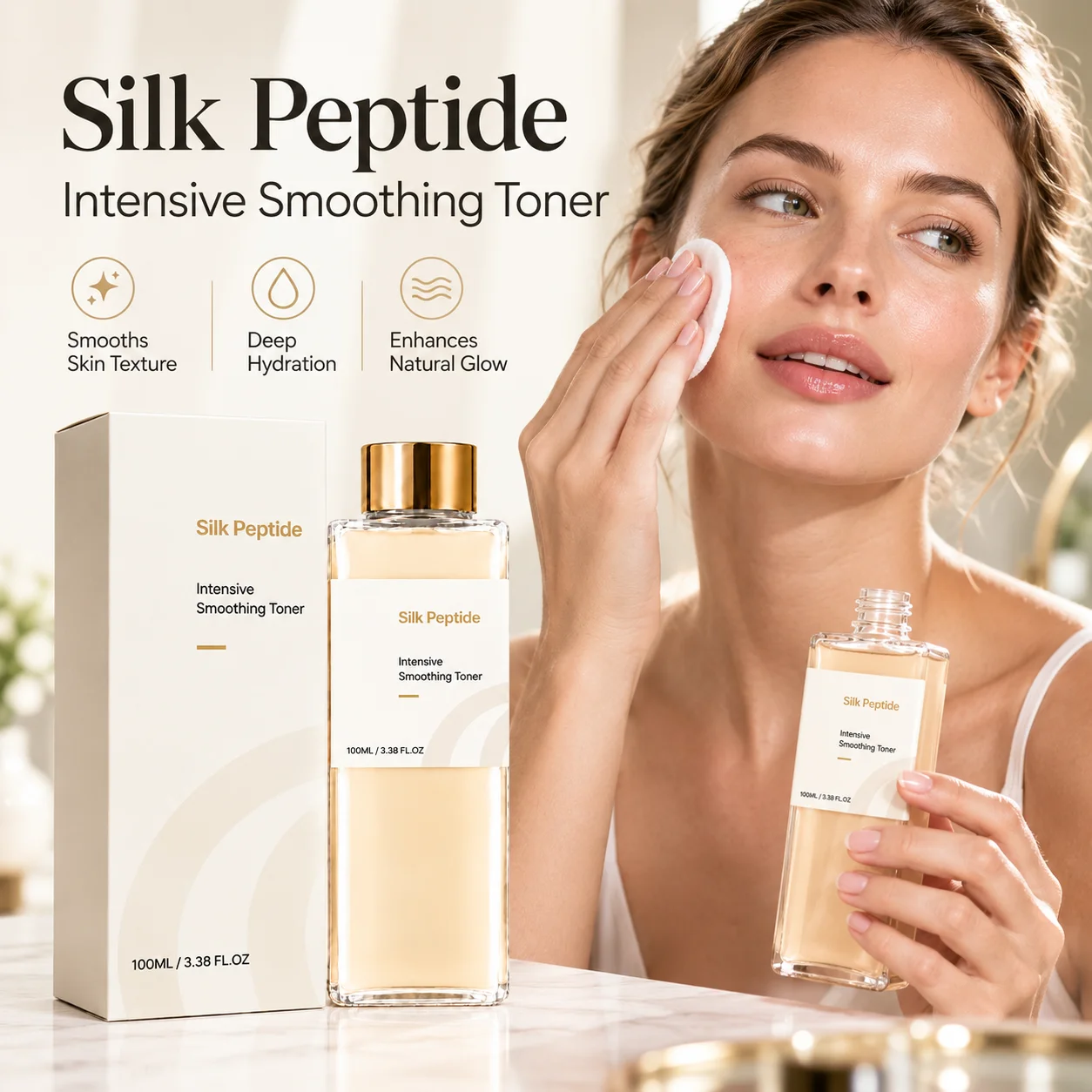 Silk Peptide Intensive Smoothing Toner Soothe Sensitive Skin Deep Hydrating Revitalize Skins Korean Glass Skincare Face Toner