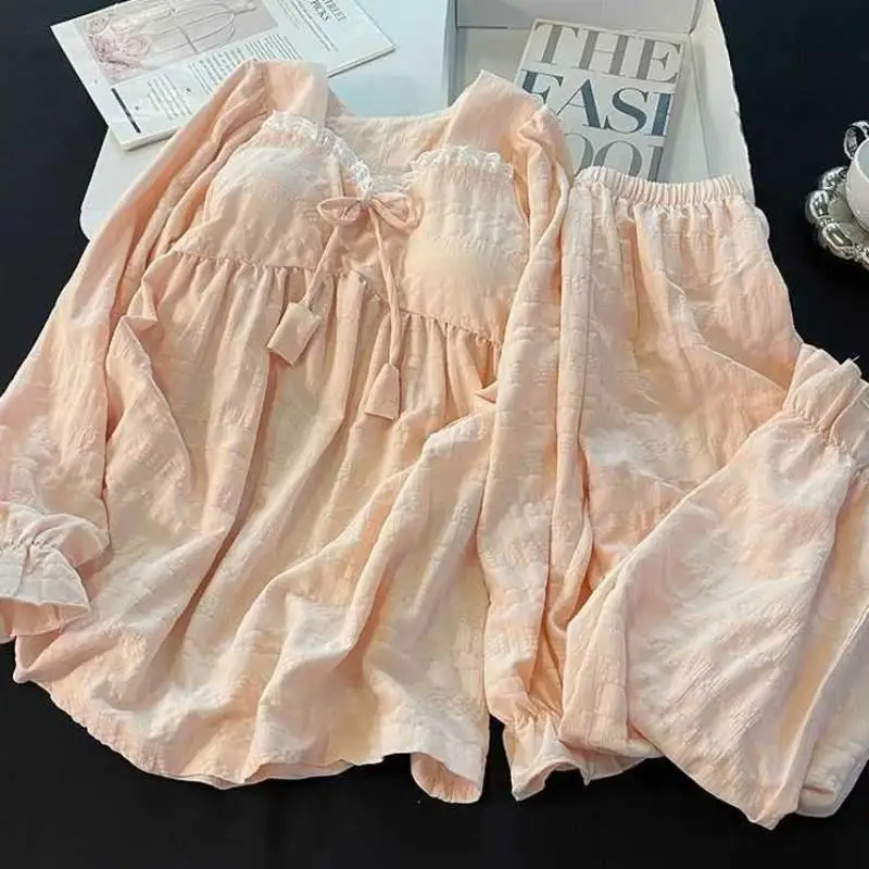 Fashionable and Fresh Women's Long Sleeved Long Pants Pajamas Spring New Cute and Sweet Girl Set Comfortable Student Home Clothe