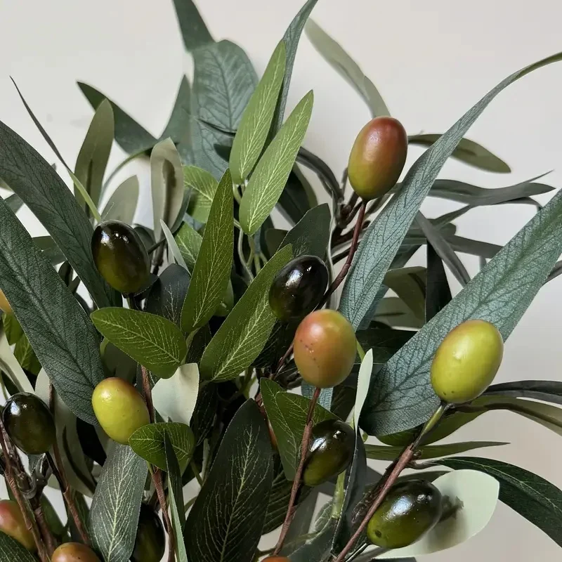 Lebensechte Olivenzweige, künstliche Olivenblätter und Olivenbeerenstiele, künstliche Pflanzen für Zuhause, Hochzeit, DIY-Dekoration, Weihnachtsfeier – Detail 7