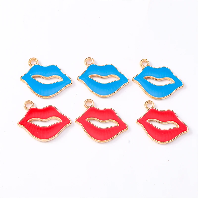 Duarte 20 Stück/Set Niedliche Emaille-Make-up-Anhänger in Form von roten Lippenstiften für Schmuckherstellung, Ohrringe, Halsketten, DIY-Bastelzubehör – Detail 6