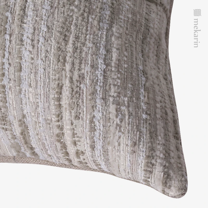 New Chinese sofa pillow bedroom bedside pillow Beige texture stripe stitched waist pillow hotel restaurant seat back