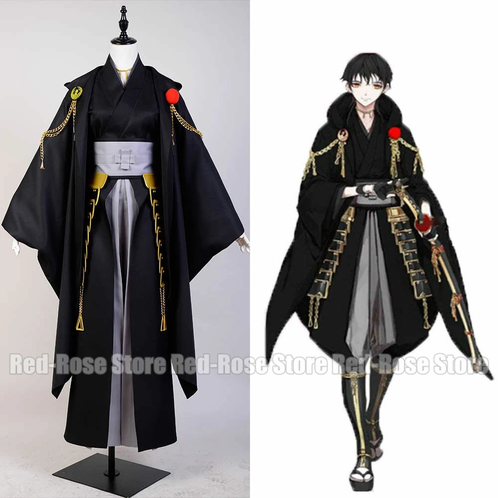 Game Touken Token Ranbu Tsurumaru Kuninaga Cosplay Costume Black Battle Suit Uniform