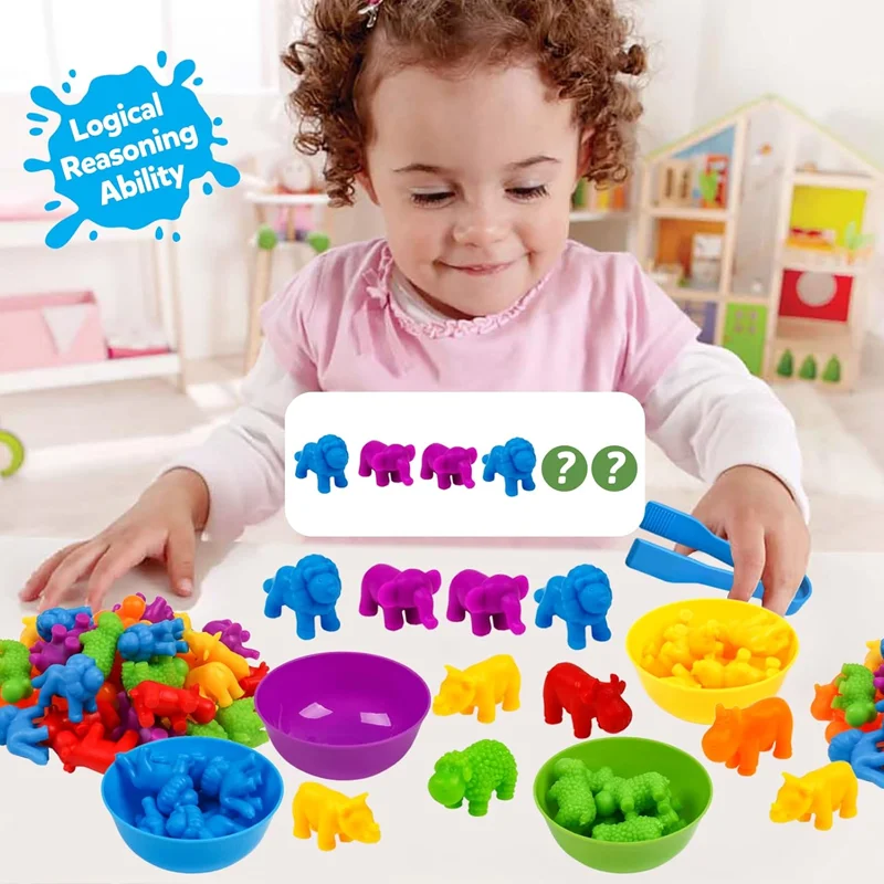 Zabawki do liczenia i sortowania dla dzieci, zabawki edukacyjne, zabawki Montessori, sensoryczna gra w dopasowywanie tęczowych kształtów z zabawkami treningowymi motoryki małej dla chłopców i dziewczynek.
