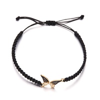 Elegant Rhinestone Dripping Oil Butterfly Bracelets For Women Men Handmade Weave Colorful Rope Animal Butterfly Bangle Jewelry