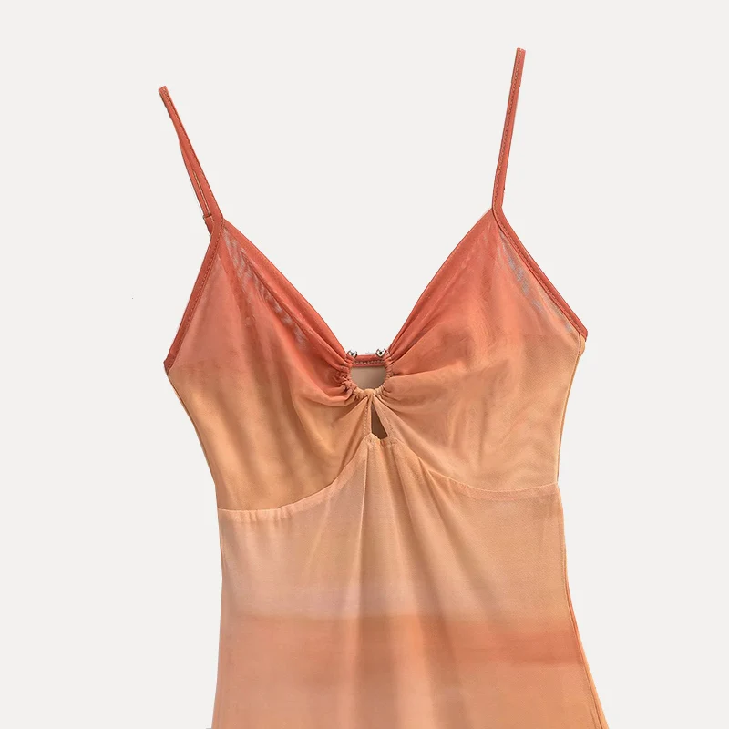 Spring 2025 Women's Slim Fit Bodycon Dr Embroidered Me Dyed with Metal Ring Strap Print ter Ne  Dr Z Brand