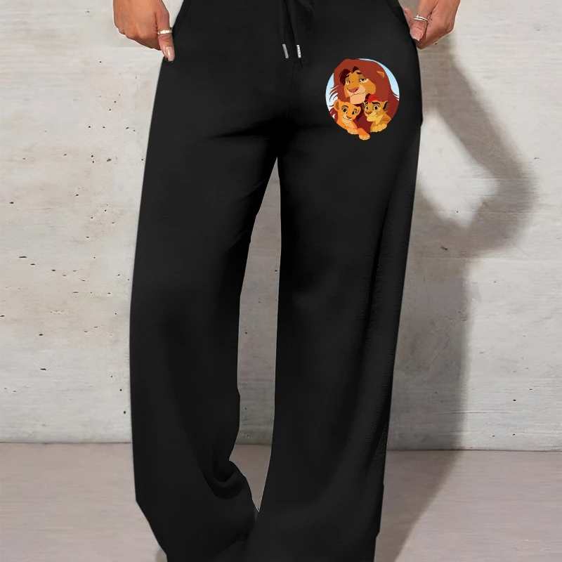 Pantalon droit à motifs d'animaux Disney pour femmes, pantalon décontracté à jambes droites avec ceintures, bien vendu en automne et en hiver