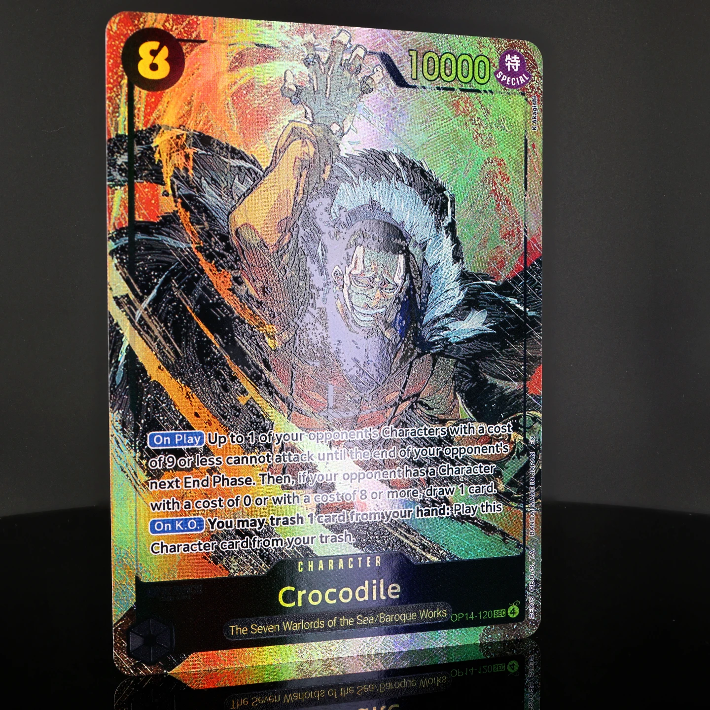 One Piece TCG OPCG English OP14-120 Crocodile SEC Play Set 8 Cost Black Crocodile Textured Foil Card Anime Collectible Cards view 4