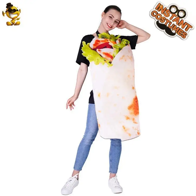 الكبار loween الأزواج مضحك الغذاء الاسمية زي البيتزا لفة دور أداء الملابس تأثيري الرجال النساء ملابس الهالوين