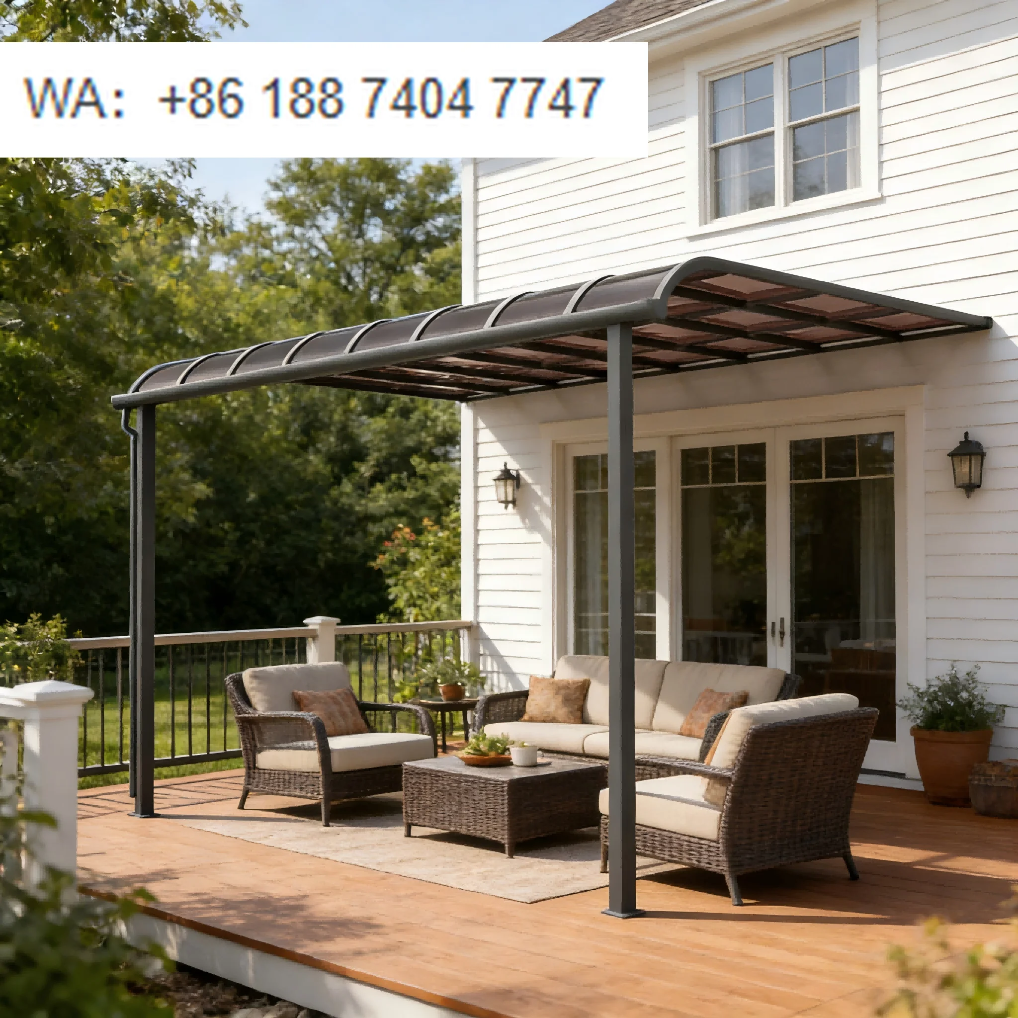 

Durable Weatherproof Uv-Resistant Aluminum Polycarbonate Sheet Patio Terrace Outdoor Balcony Cover in European Style Awning