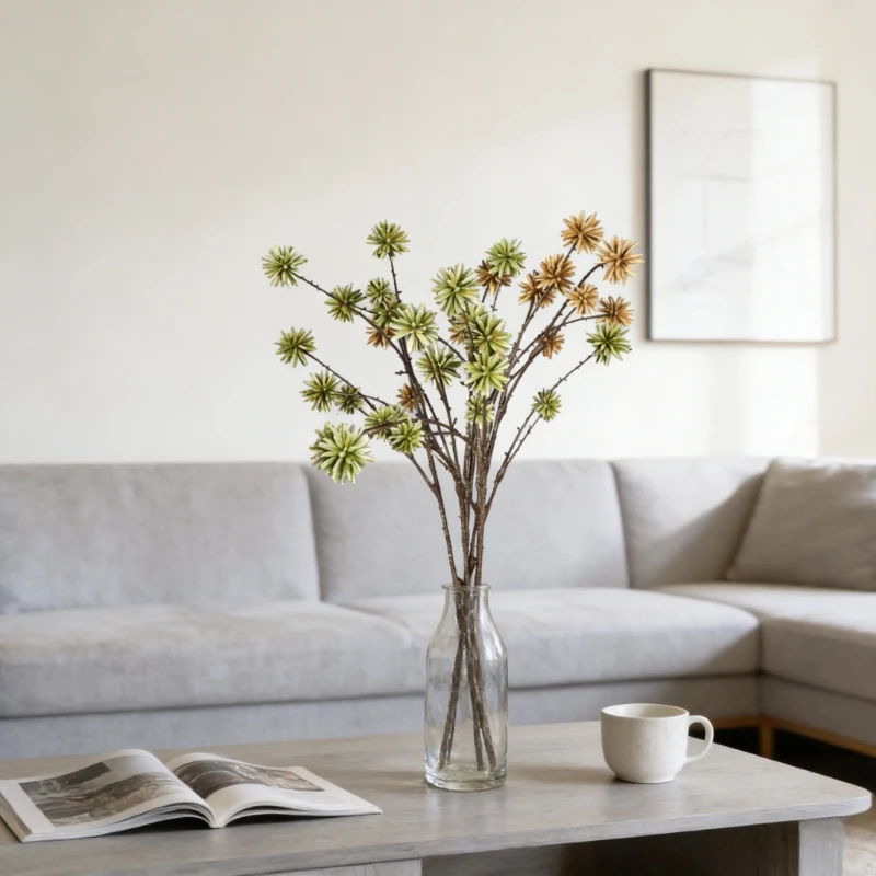 Planta verde Artificial de 92CM, Camptotheca Acuminata, fruta, 6 cabezales, rama única, castaño de agua, decoración del hogar, arreglo Floral