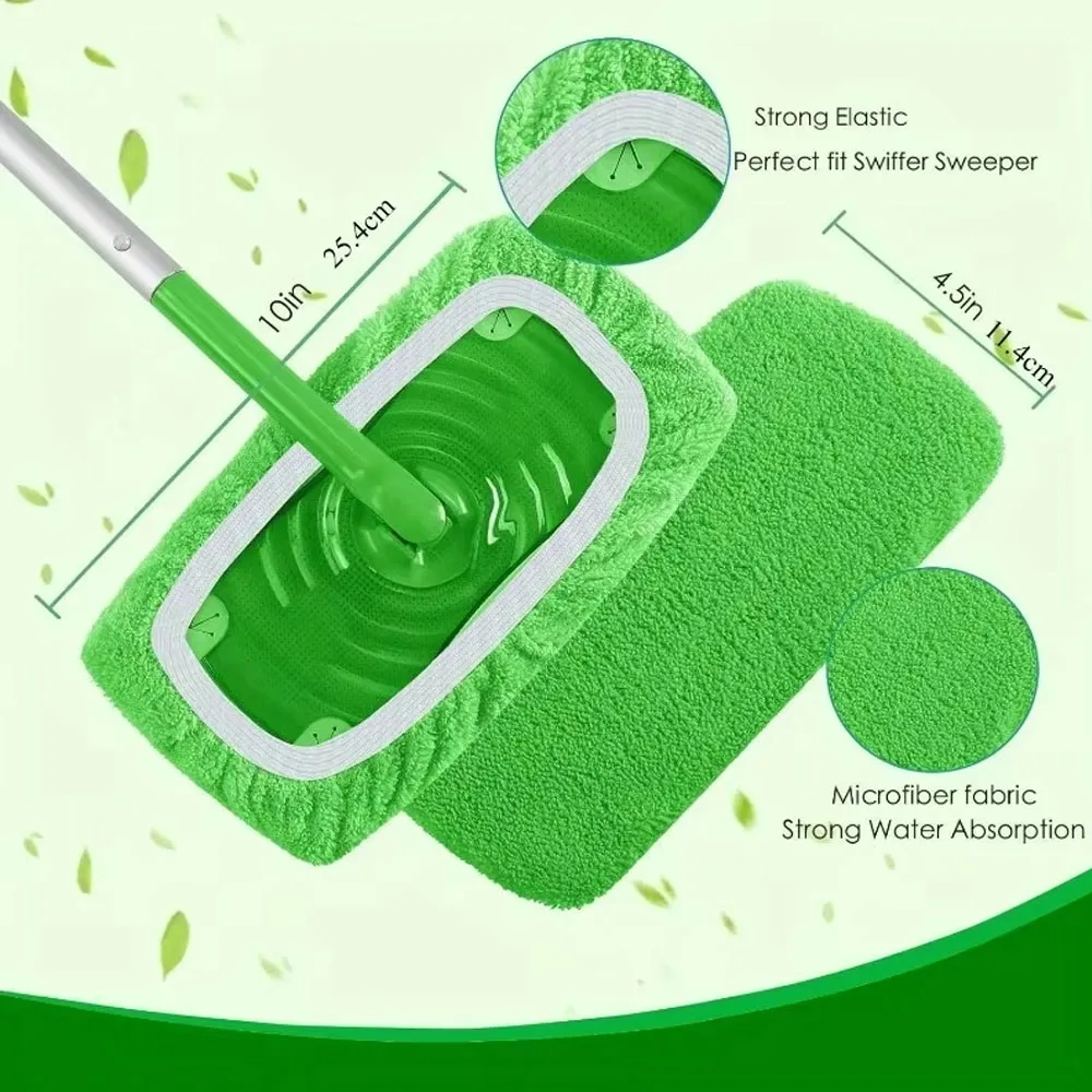 12-Pack Reusable Coral Fleece Mop Pads Washable Wet Mopping Cloths and Dry Sweeping Cloths for Swiffer Sweeper – Washable Wet