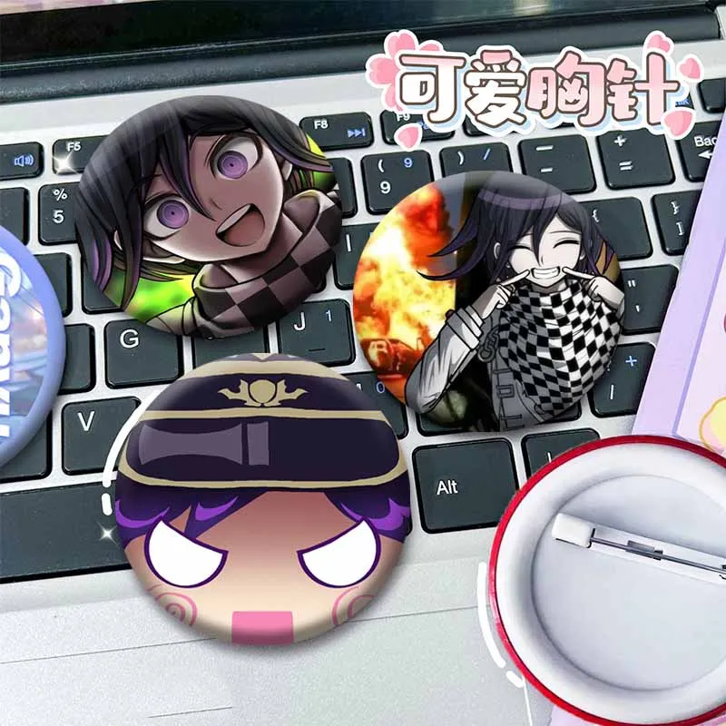 Kokichi Ouma Game Role Coin Badges Handmade Round Snap-in Brooches Cartoon Enamel Pins Bag Shoes Decoration Ornament Friend Gift
